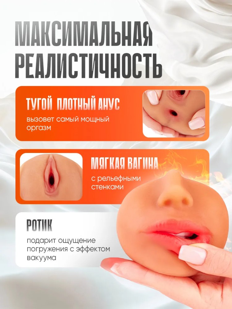 Мастурбатор Мужской Реалистичный Рот и Вагина 3 в 1 Мастурбатор Мужской Реалистичный Рот и Вагина 3 в 1