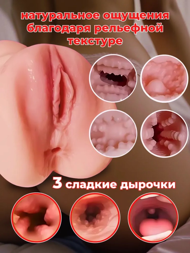 Мастурбатор мужской Реалистичный Рот и Вагина 3 в 1 Мастурбатор мужской Реалистичный Рот и Вагина 3 в 1