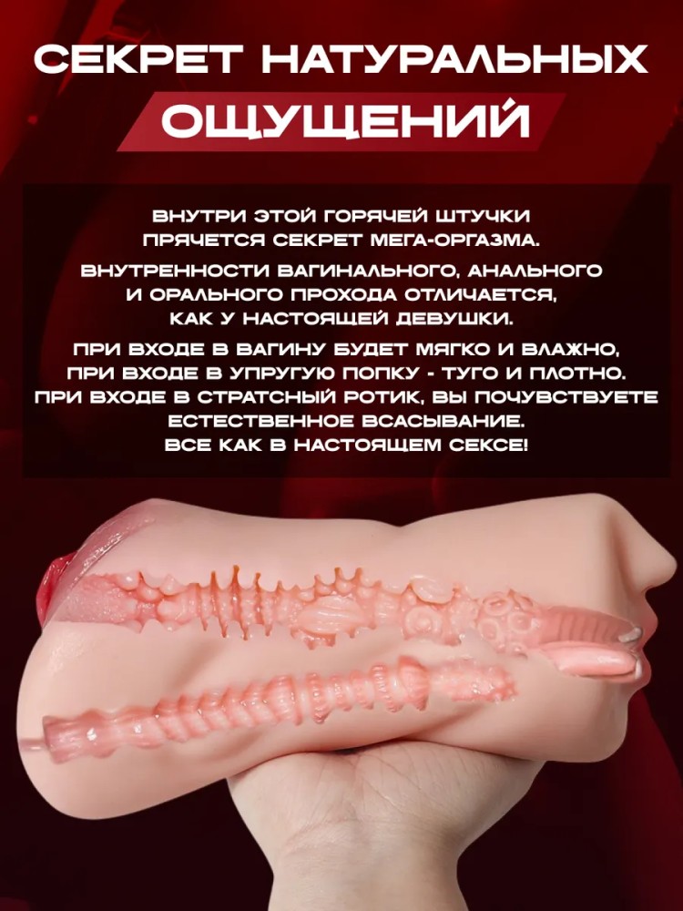 Мастурбатор Мужской Рот и Вагина 3 в 1